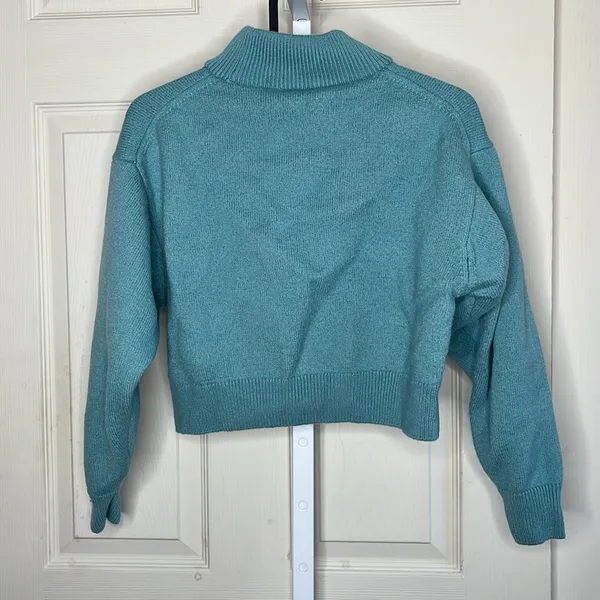 Wilfred 100% Wool Mock Neck Sweater Aritzia Teal M - Image 11
