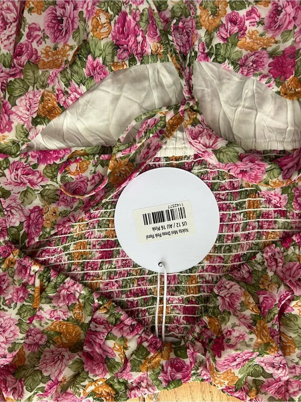 NWT Princess Polly Nakita Mini‎ Dress Pink Floral Smocked Cutout US 12 / AU 16 - Image 5