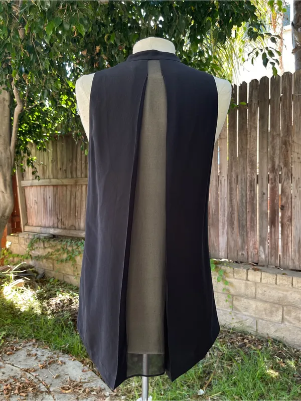 Alice + Olivia AIR by Stacey Bendet 100% silk black blouse minimalist classic SP - Image 3