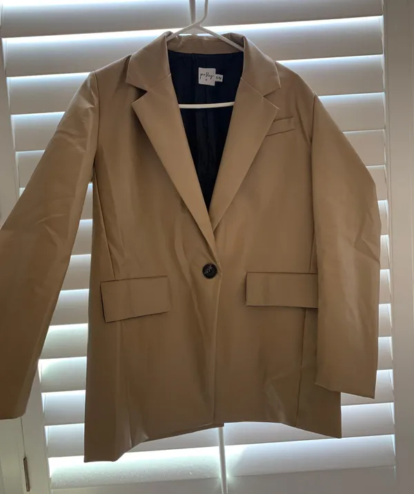 Princess Polly Jocelyn Beige Leather Blazer - Image 7