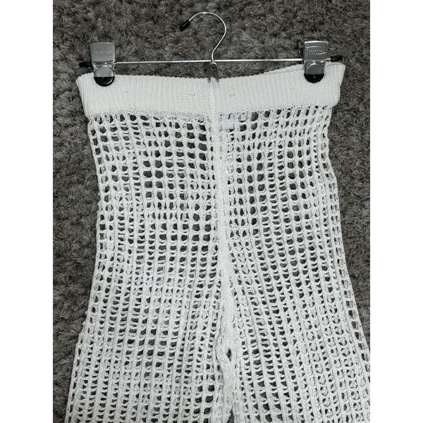 Polly Crochet Open Knit Pants Women’s Size 4 Wide Leg White Beachy Coastal - Image 4
