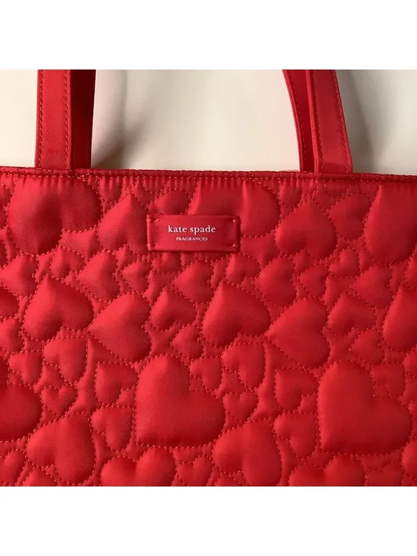 Kate Spade Fragrances Red Heart Quilted Large Tote Bag, New Without Tags - Image 7