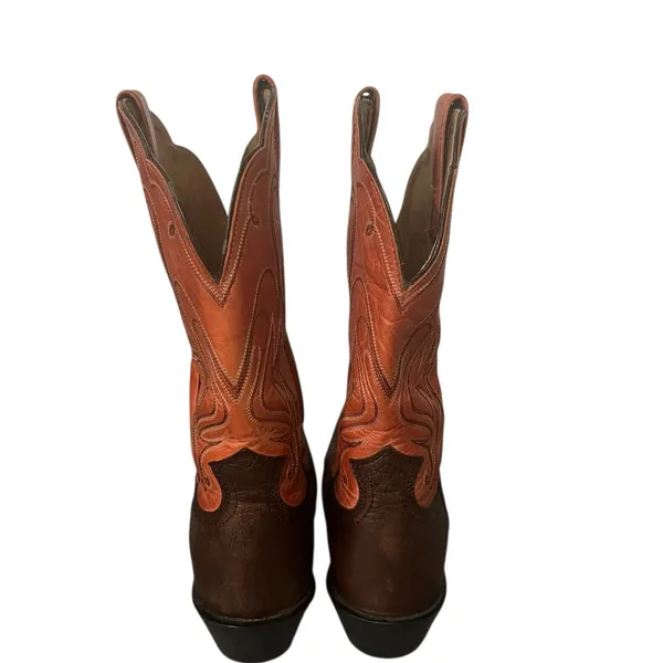 ARIAT Brown & Burnt Orange Leather Cowboy Boots Women’s Size 10 B Style #15821 - Image 5