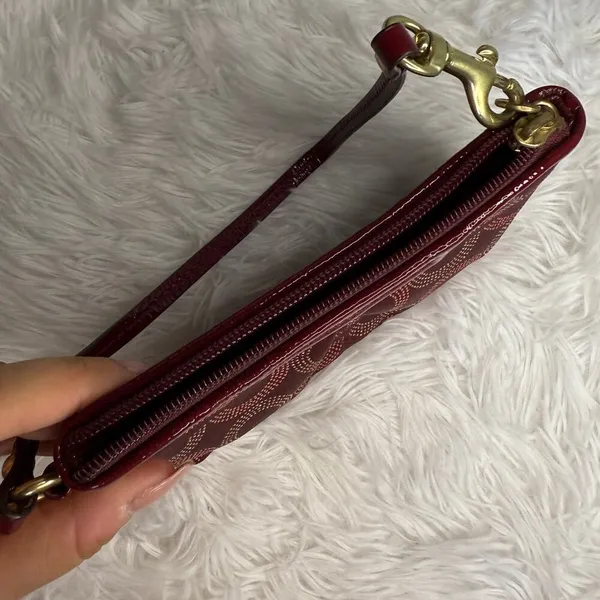 COACH Burgundy / red Signature Canvas Wristlet - Image 4