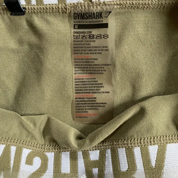 Gymshark Flex Leggings Womens‎ Medium Olive Green Seamless Logo Waistband Pants - Image 3