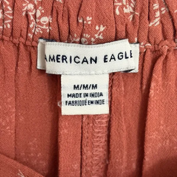 American Eagle Terracotta Orange Floral Wide Leg Crop Pants Medium Viscose - Image 5