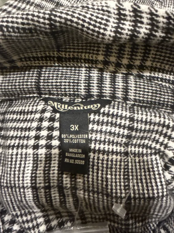 Millenium Plus Size 3X Autumn Essential Black & White Plaid Button - Image 8