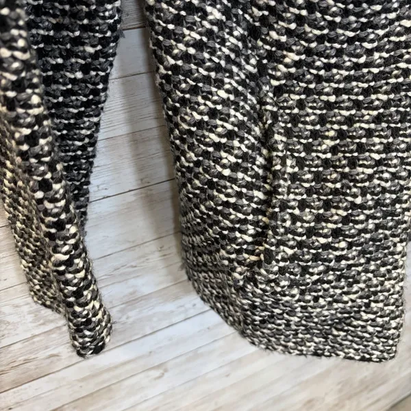 Zara Knit Womens M Open Cardigan Sweater Black & White Chunky Grandma Core - Image 4