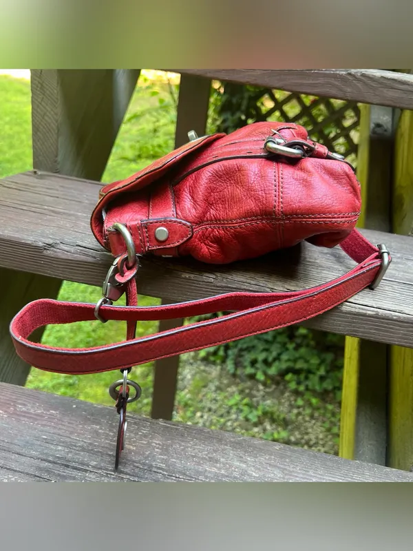 Fossil Maddox Genuine Leather 1954 Red Crossbody Handbag Satchel Purse ZB5032 - Image 5