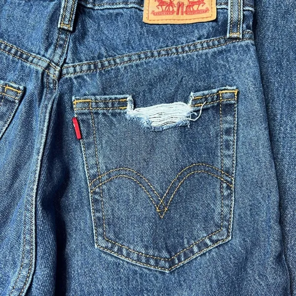 Levi's High Waisted Distressed Mom Denim Jeans - Image 6
