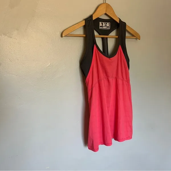 Under Armour Womens Shirt Medium Semi Fitted Orange Tank Top HeatGear Run Bra M - Image 2