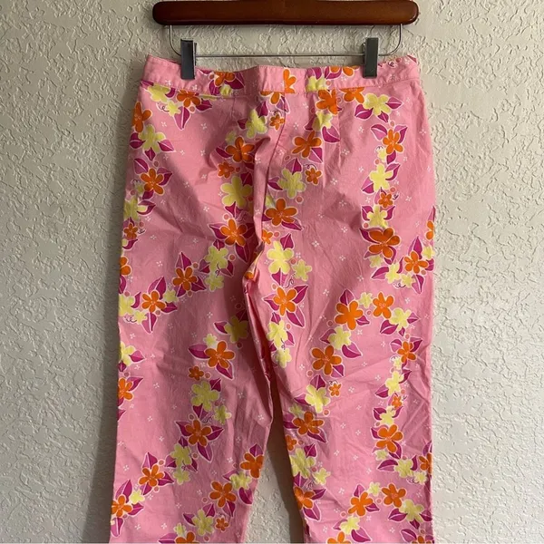 Lilly Pulitzer Crop Pants Pink 6 Women Floral Bi-Stretch Tropical Summer - Image 7