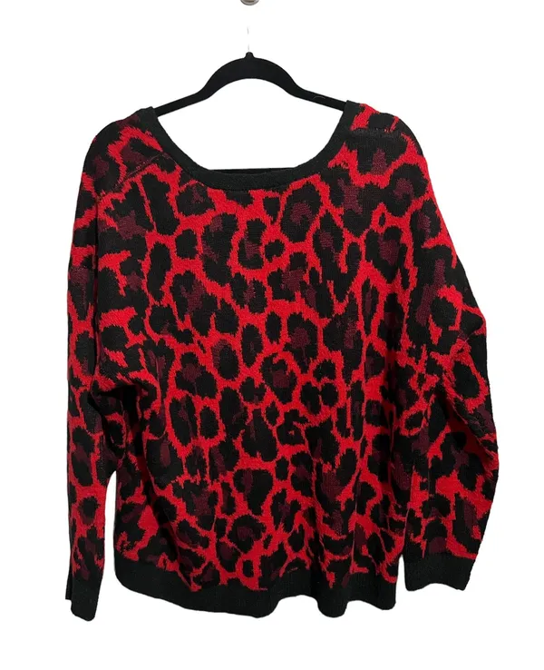 APT 9 Red Leopard Print Sweater - Image 2
