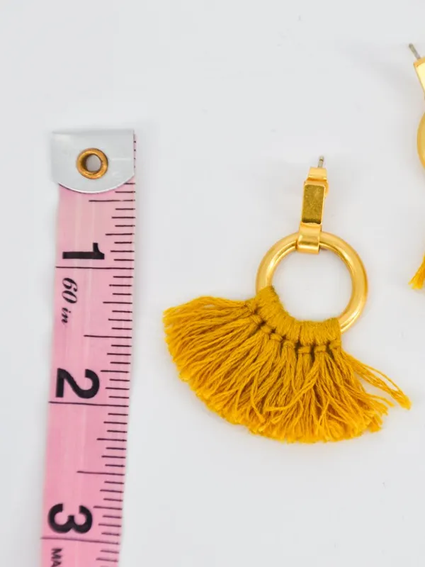 Madewell Tassel Statement Earrings in Mustard Yellow & Gold - Image 5