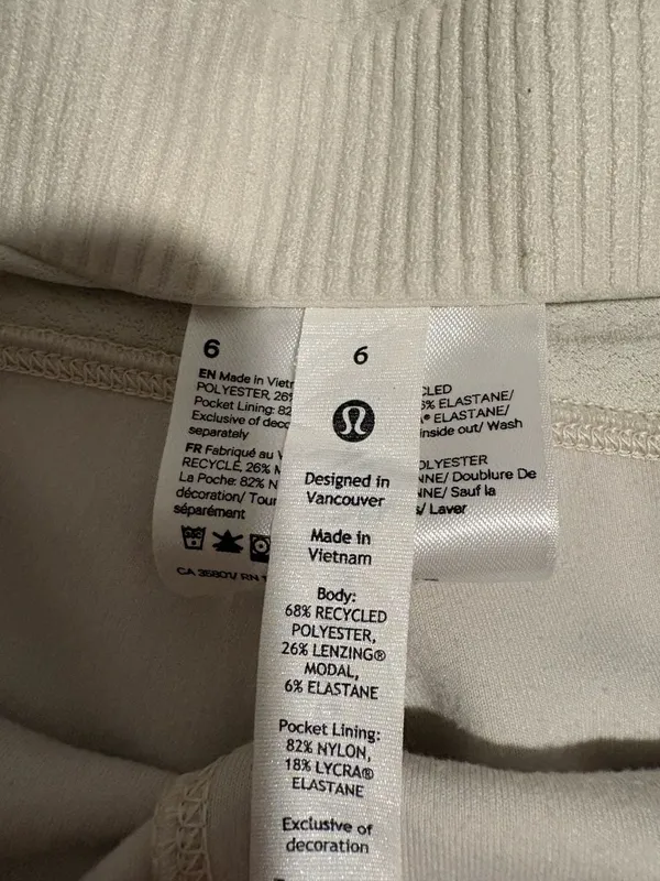 Lululemon Brushed Softstreme Ribbed Zip Flared Pant Size 6 Bone - Image 6