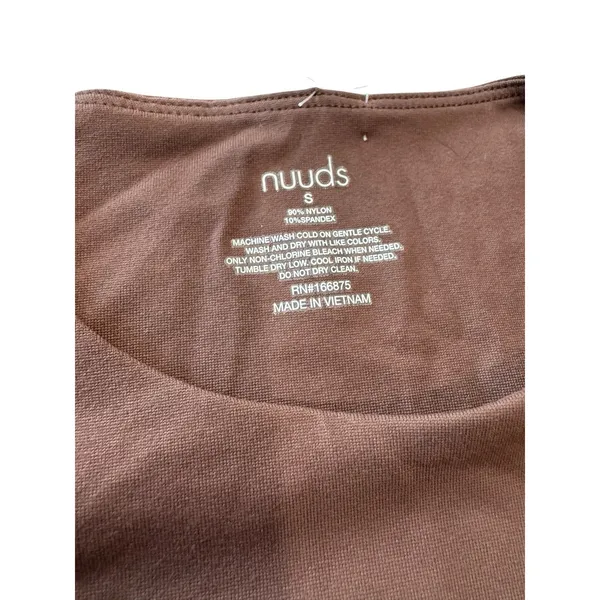 Nuuds Long Sleeve Scoop Neck Bodysuit S Small Brown Thong Smoothing Top Layer - Image 4