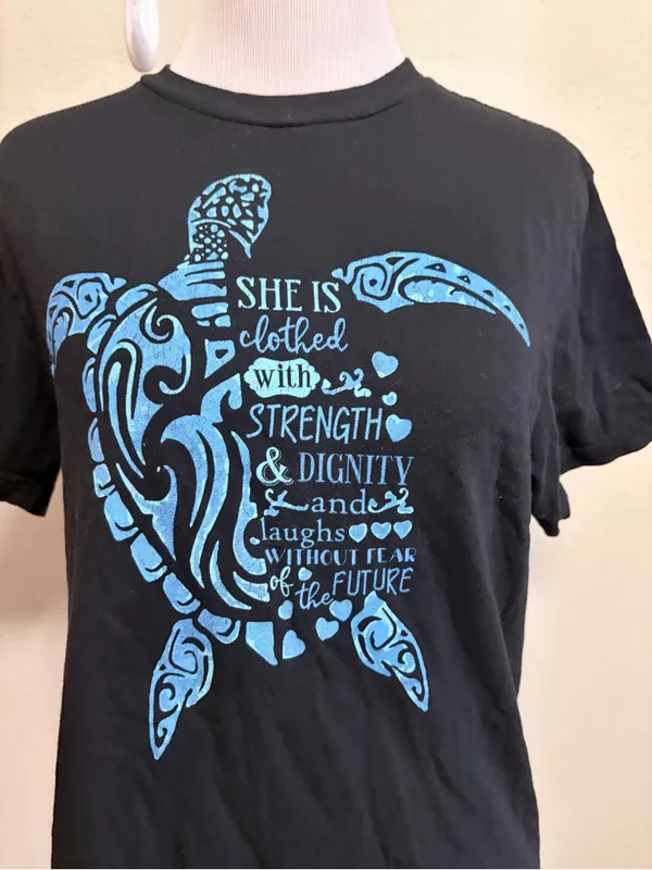 Love in faith Women's small "Strength & Dignity" Sea Turtle Graphic Tee - Image 2