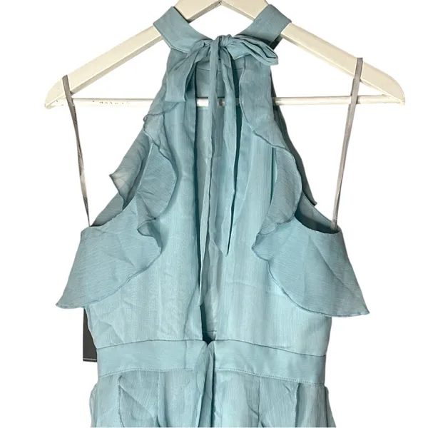 NWT Lovers + Friends Ruffle Halter Maxi Dress Baby Blue XS - Image 13