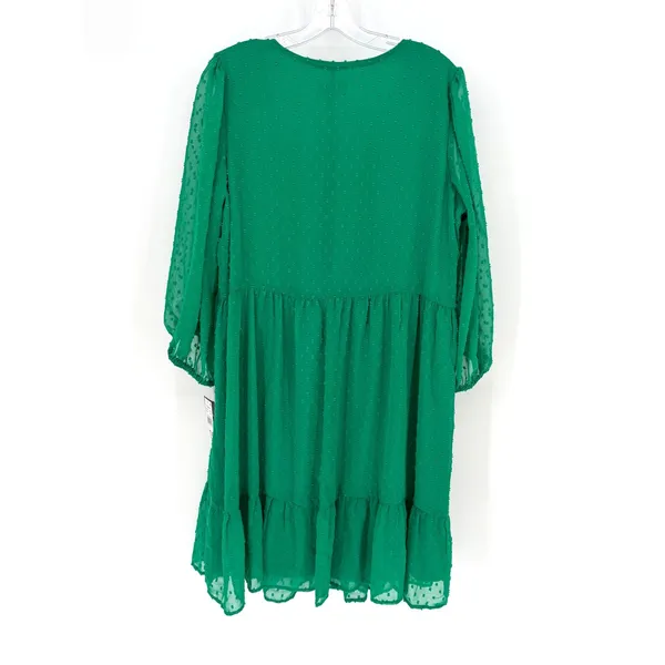 52Seven Babydoll Dress Women 1X Green Swiss Dot Tiered Boho Feminine Romantic - Image 10