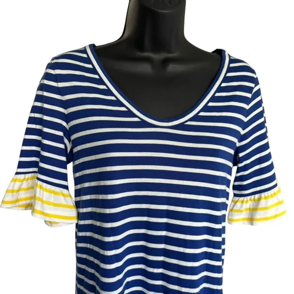 Boden Imogen Jersey Striped Dress Sz 2r‎ Navy Nautical Lagenlook Seersucker - Image 2
