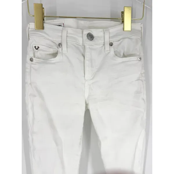 True Religion Halle Mid Rise Super Skinny Jeans White Denim Size 23‎ Womens - Image 2