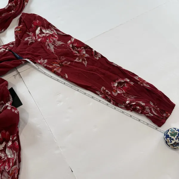 NWT‎ Lulus Total Perfection Burgundy Floral Print Tie-Back Midi Dress SMALL - Image 11