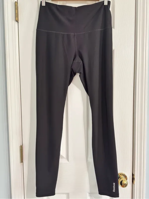 Reebok Black High Rise Athletic Leggings Large Compression Workout Yoga Pants - Image 2