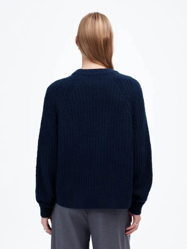 Madewell Ribbed Cotton Wool Blend Sweater XS Deep Indigo Navy - Image 8