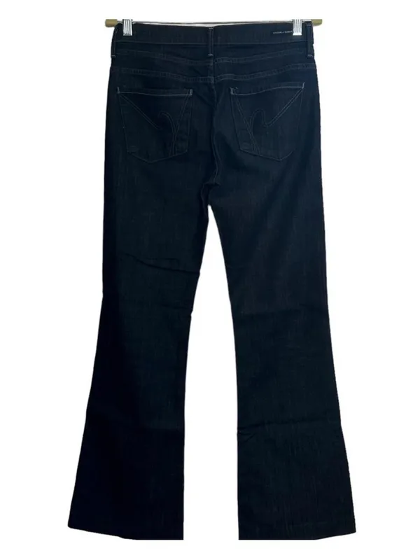 CITIZEN OF HUMANITY MID RISE HUTTON WIDE LEG FLARE DARK WASH SIZE 30 Inseam 34 - Image 4