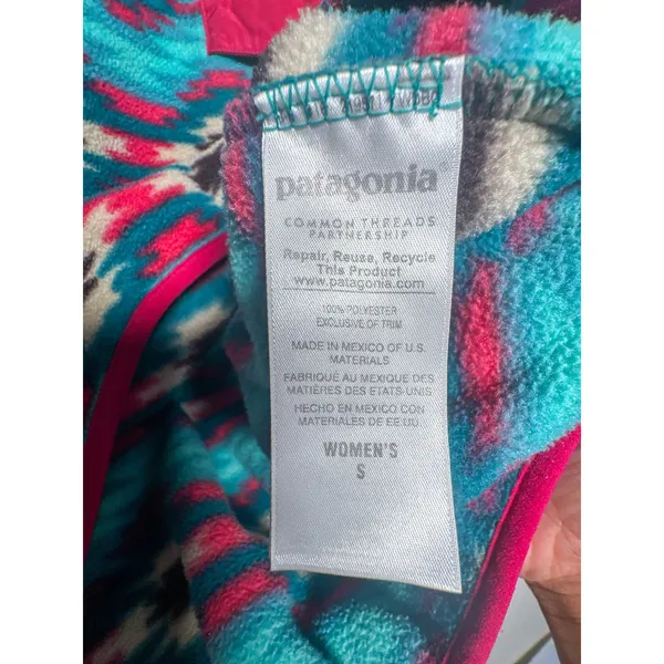 Patagonia Synchilla Snap-T Fleece S Teal Pink Southwest Aztec FA15 - Image 6