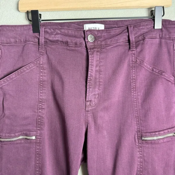 Pistola Hannah Cargo Skinny Pant Women's Dark Purple Stretch Fabric Mid-Rise 32 - Image 3