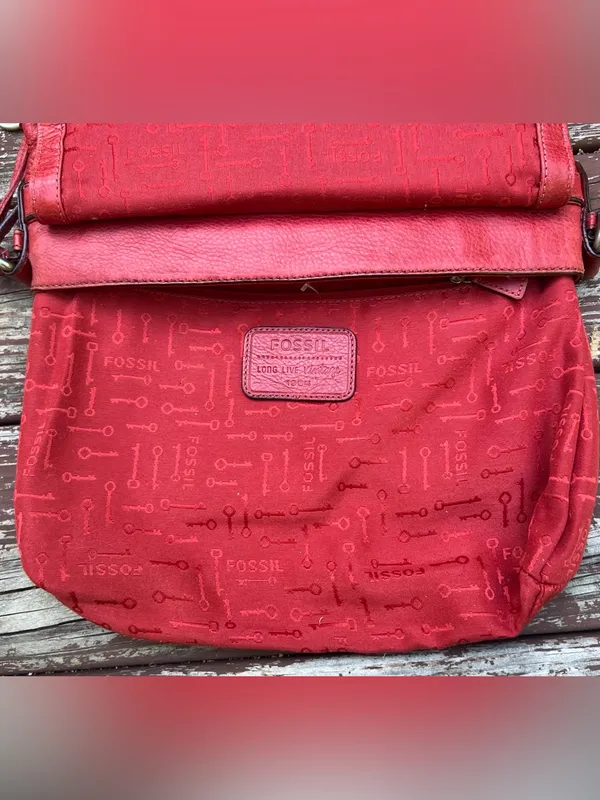 Fossil Maddox Genuine Leather 1954 Red Crossbody Handbag Satchel Purse ZB5032 - Image 12