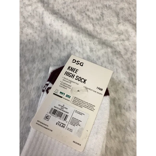 DSG‎ Womens Knee High Socks White Team Burgundy Striped Athletic Size M 5-10 NEW - Image 4