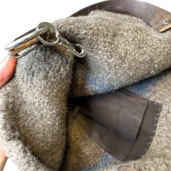 👜 Vintage Wool & Leather Tote Bag 🌾 Rustic Artisan‎ Boho Purse 👜 - Image 2
