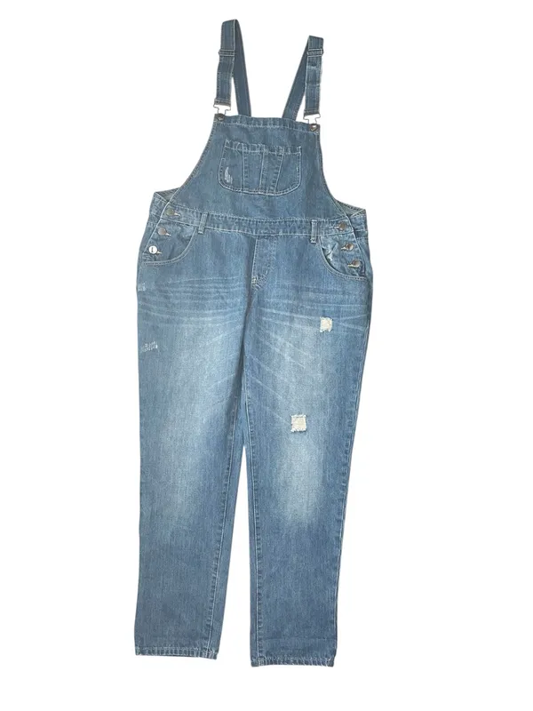 City Chic Mid Wash Distressed Denim Overalls Sz S/16 New without tags - Image 2