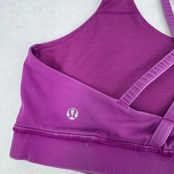 Lululemon Strappy Back Sports Bra Purple Sz 12 Womens Medium Impact Workout Bra - Image 3