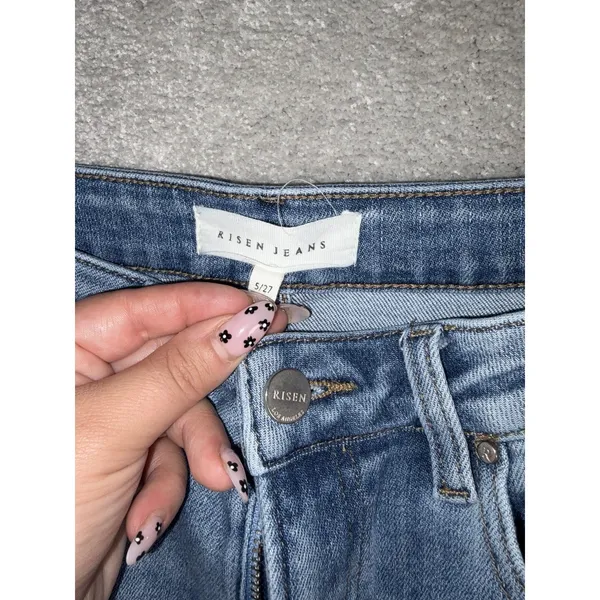 risen jeans 5/27 boot cut jeans flare high rise raw hem - Image 4
