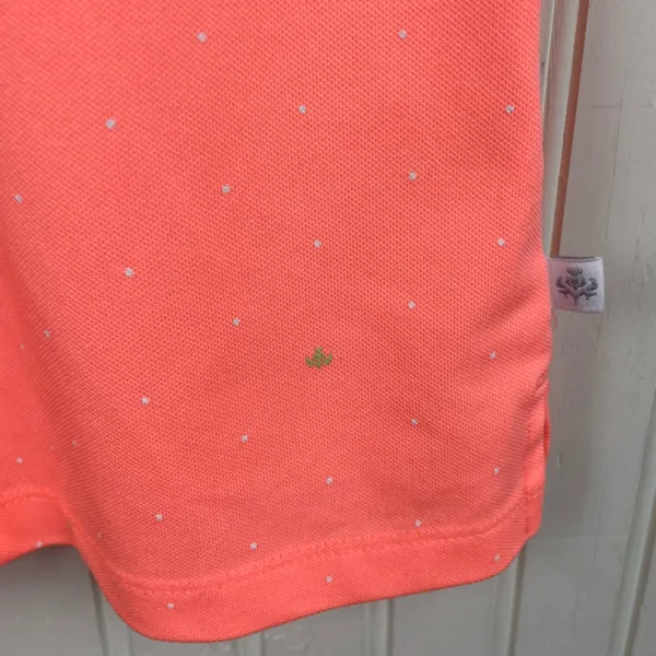 Lady Hagen Women's V-neck Golf Tank Top Size Medium Neon Orange Polka Dot Logo - Image 6