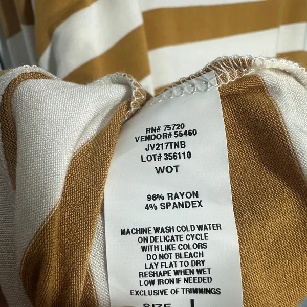 NWT BKE Mock Neck Top Womens Large Yellow Cream Striped Long Sleeve Soft Buckle‎ - Image 4