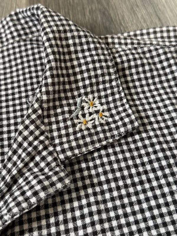 Y2K Whimsy Gingham Daisy Embroidered Shirt Nick & Sarah Size Large - Image 8