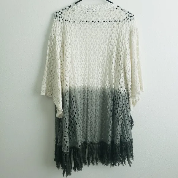 Young Fabulous and Broke Peer Tree Crochet Fringe Ombre Cardigan Sweater - Image 6