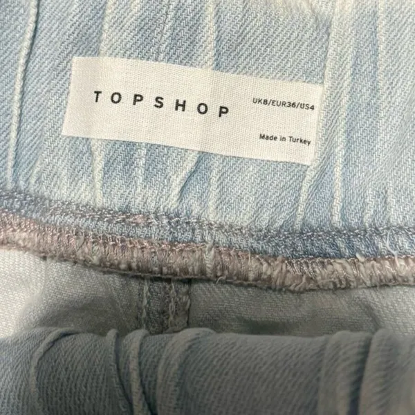 Topshop Light Wash Denim Pull On Elastic High Waist Retro Jort Shorts Size 4 - Image 5