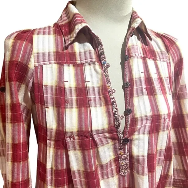 Free People Plaid Matador Tunic Top with Pockets 0 - Image 2