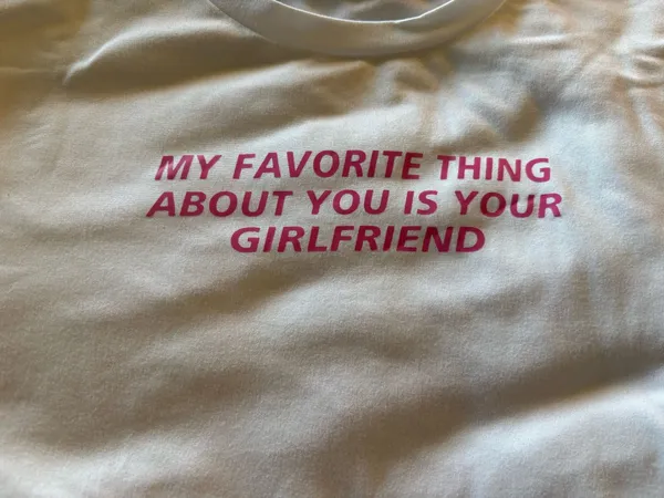 SHEIN White Tee with Pink Slogan Size XL - Image 2