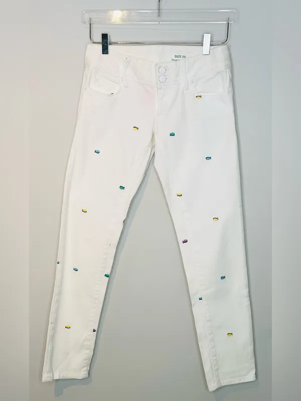 Lilly Pulitzer Resort White Worth Skinny Mini Rainbow Fish Jeans Pants NWT - Image 2