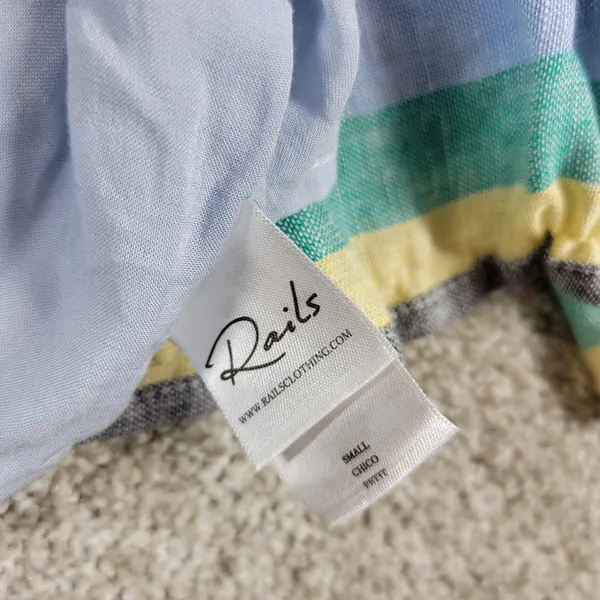 Rails Womens Ari Dress Small Blue Jamaica Stripe Spaghetti Strap V Neck Sundress - Image 7