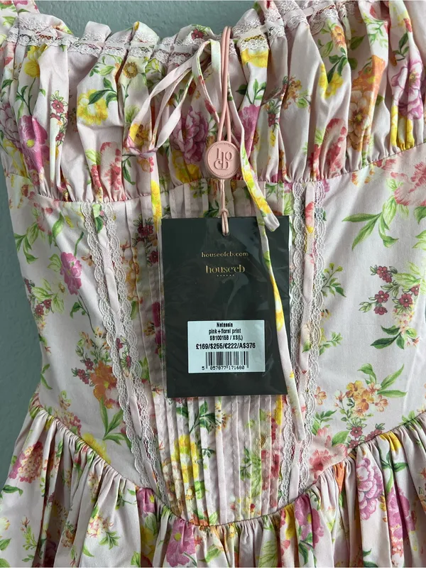 NWT HOUSE OF CB NATASSIA - Pink Meadow Cotton Mini Dress Size XS Longer length - Image 14