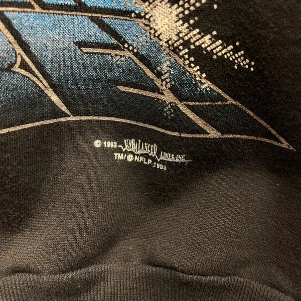 The Vintage Shop Vintage 1993 Carolina Panthers They’re Here! 1993 Raglan Cut Black Sweatshirt L - Image 3