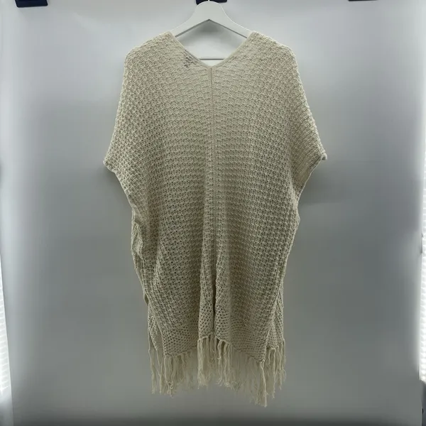 Torrid Sz 1X Cardigan Sweater Open Front Open Knit Fringe Oversized Boho Beige - Image 4