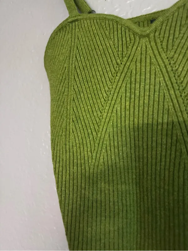 NWT $18 Wild Fable • Crop Top • Green • Adjustable Straps • M - Image 5